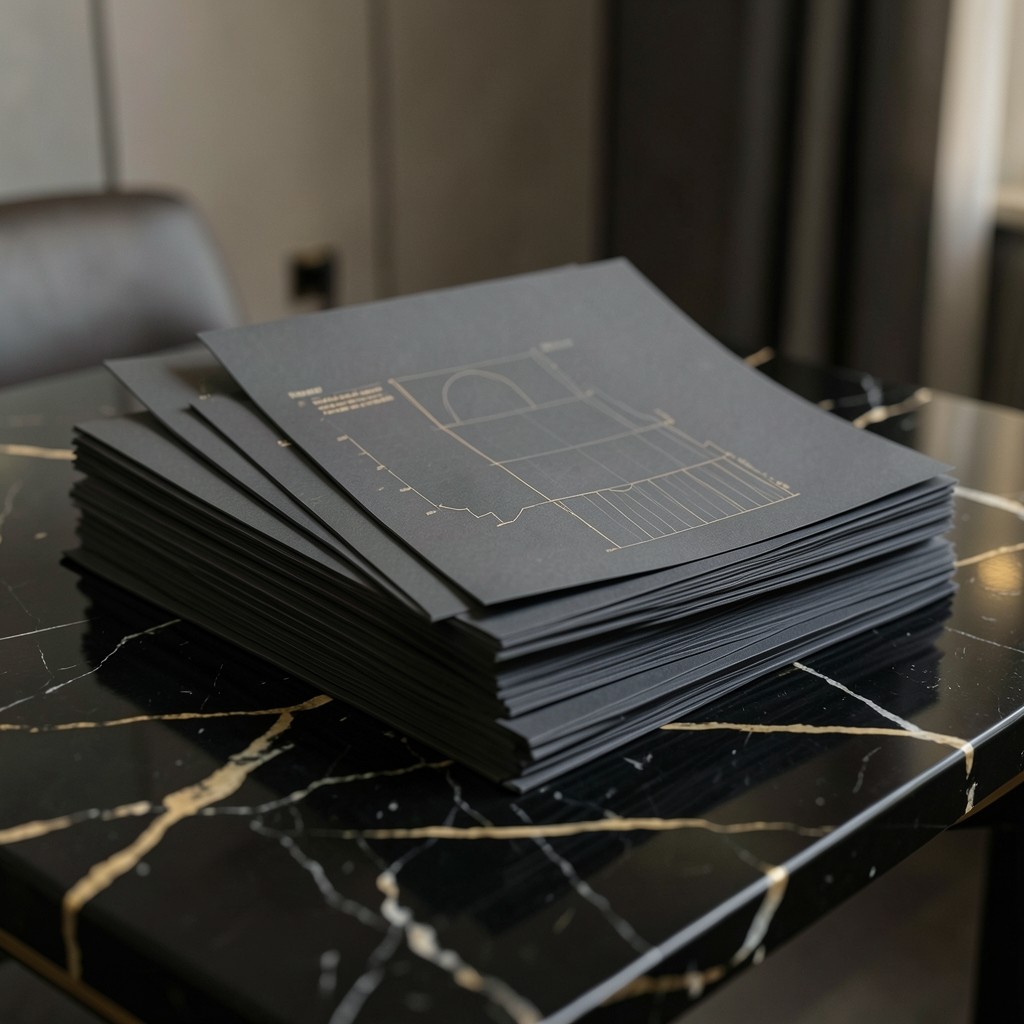 Elegant dark-toned chart pages arranged for a board meeting